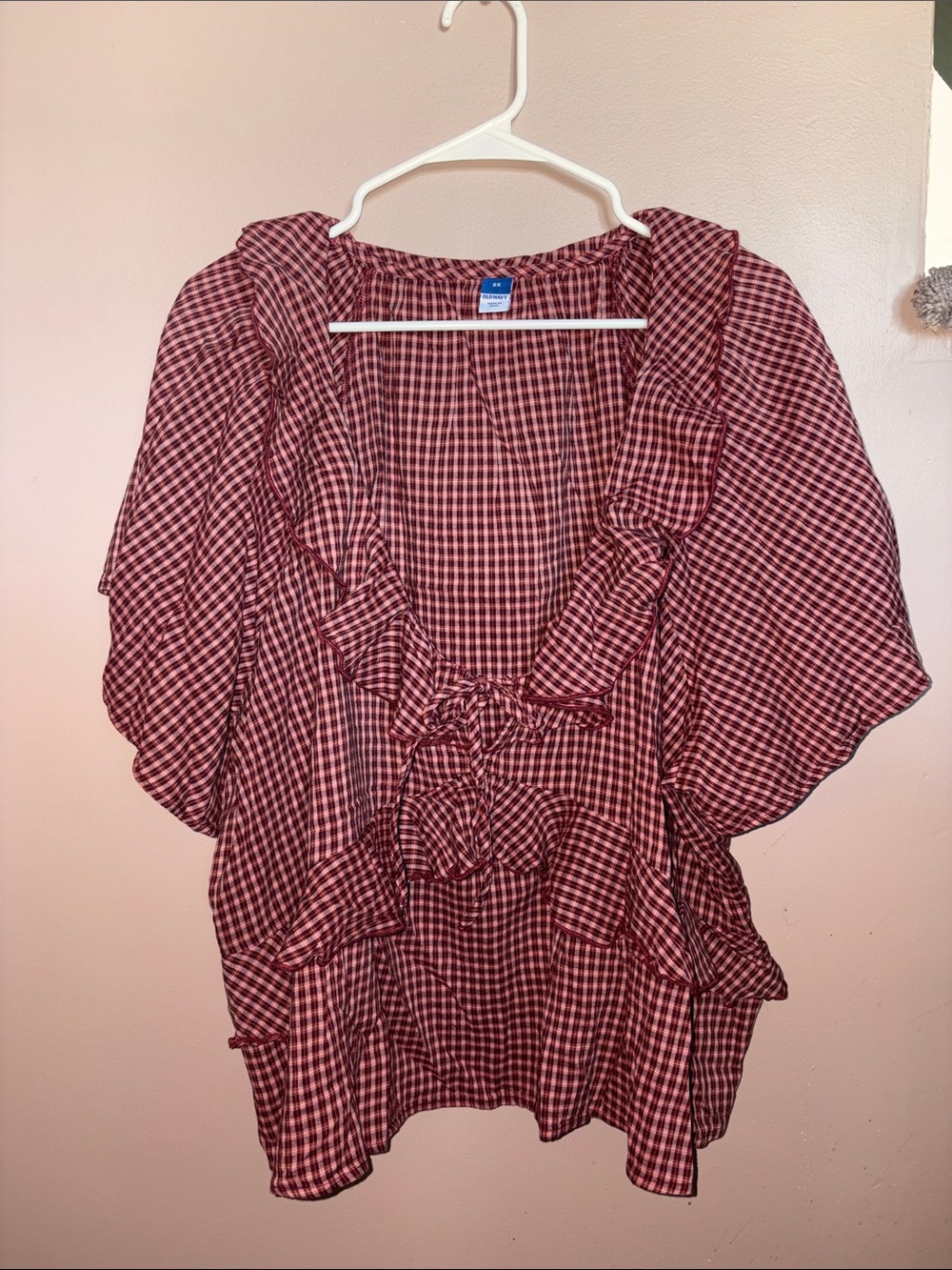 Old Navy Red Gingham Ruffle Blouse